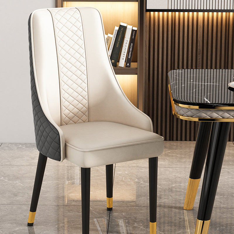 Modern Luxury Curved Nappa Leather Carbon Steel Dining Chair Backrest For Dining Room