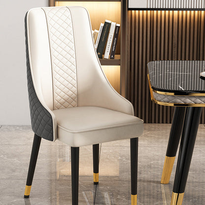 Modern Luxury Curved Nappa Leather Carbon Steel Dining Chair Backrest For Dining Room