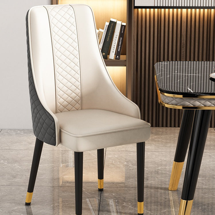 Modern Luxury Curved Nappa Leather Carbon Steel Dining Chair Backrest For Dining Room