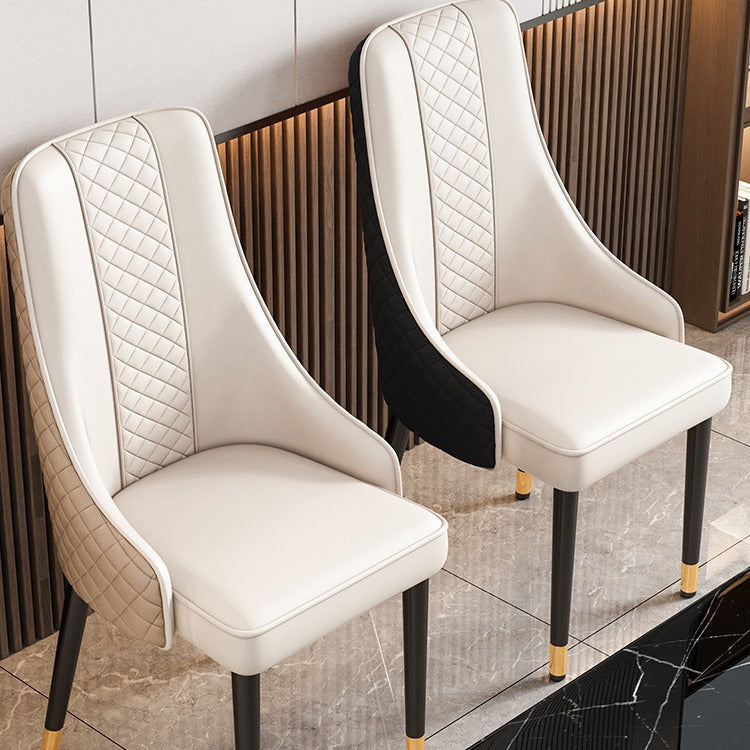 Modern Luxury Curved Nappa Leather Carbon Steel Dining Chair Backrest For Dining Room