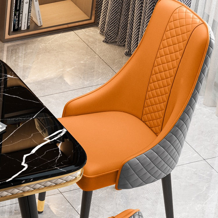 Modern Luxury Curved Nappa Leather Carbon Steel Dining Chair Backrest For Dining Room