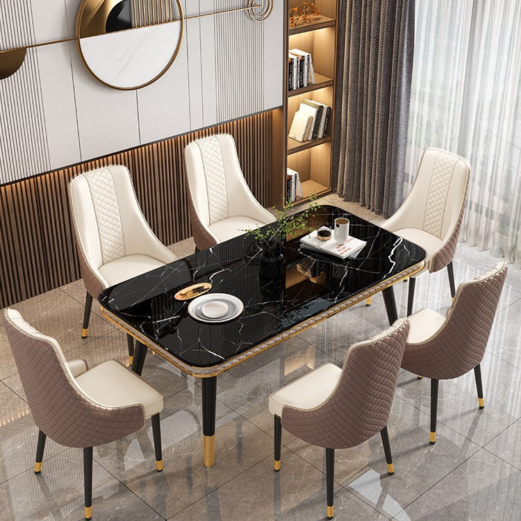 Modern Luxury Curved Nappa Leather Carbon Steel Dining Chair Backrest For Dining Room