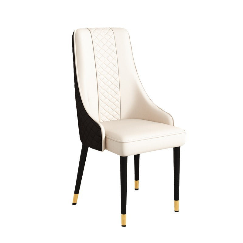 Modern Luxury Curved Nappa Leather Carbon Steel Dining Chair Backrest For Dining Room