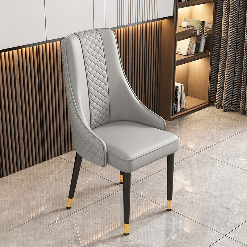 Modern Luxury Curved Nappa Leather Carbon Steel Dining Chair Backrest For Dining Room