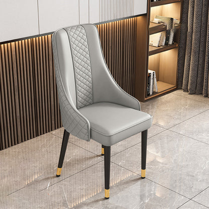 Modern Luxury Curved Nappa Leather Carbon Steel Dining Chair Backrest For Dining Room