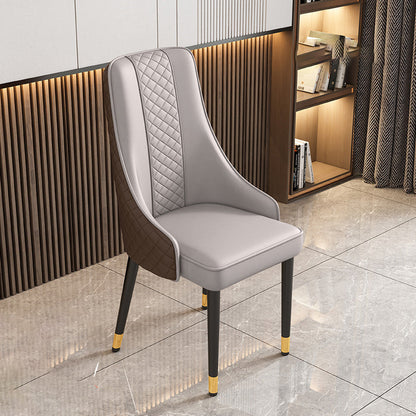 Modern Luxury Curved Nappa Leather Carbon Steel Dining Chair Backrest For Dining Room