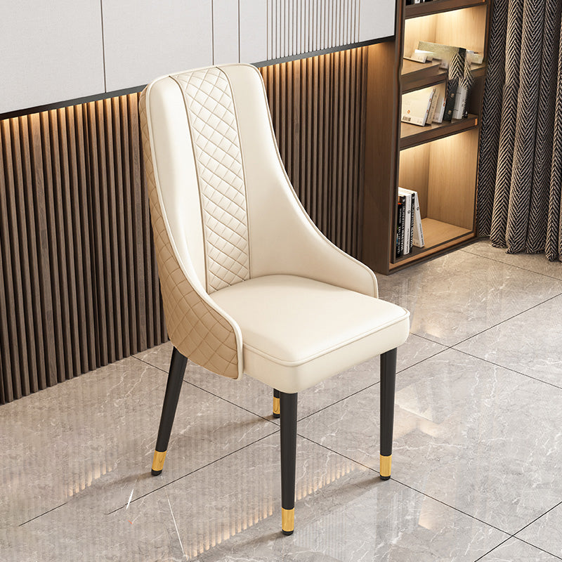 Modern Luxury Curved Nappa Leather Carbon Steel Dining Chair Backrest For Dining Room