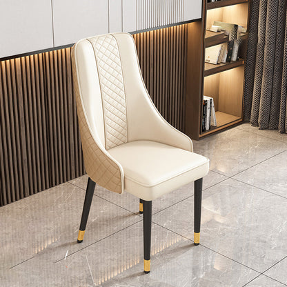 Modern Luxury Curved Nappa Leather Carbon Steel Dining Chair Backrest For Dining Room