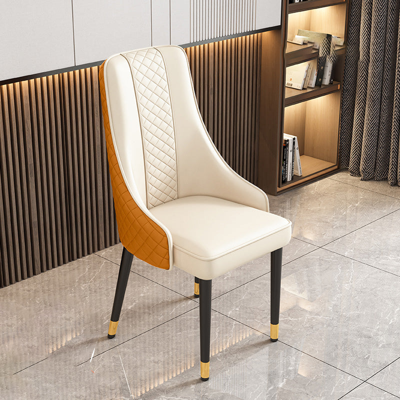 Modern Luxury Curved Nappa Leather Carbon Steel Dining Chair Backrest For Dining Room