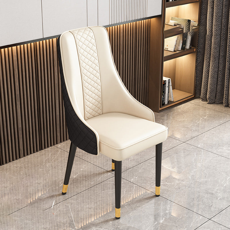 Modern Luxury Curved Nappa Leather Carbon Steel Dining Chair Backrest For Dining Room