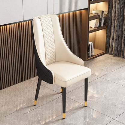 Modern Luxury Curved Nappa Leather Carbon Steel Dining Chair Backrest For Dining Room