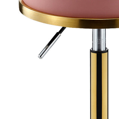 Contemporary Scandinavian Round Faux Leather Adjustable Height Swivel Bar Stool Mobile Casters For Dining Room
