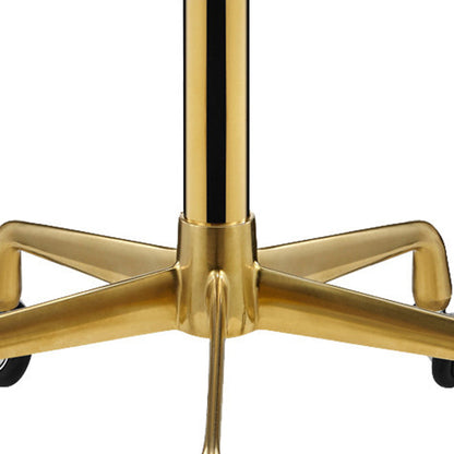 Contemporary Scandinavian Round Faux Leather Adjustable Height Swivel Bar Stool Mobile Casters For Dining Room