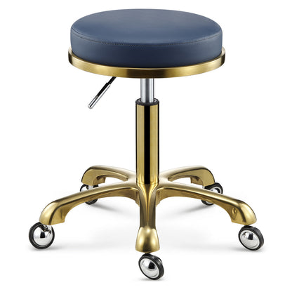 Contemporary Scandinavian Round Faux Leather Adjustable Height Swivel Bar Stool Mobile Casters For Dining Room