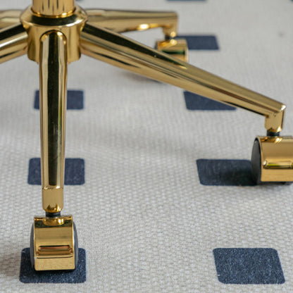 Contemporary Luxury Round Velvet Adjustable Height Vanity Stool Tufted Backrest For Bedroom