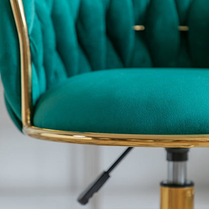 Contemporary Luxury Round Velvet Adjustable Height Vanity Stool Tufted Backrest For Bedroom