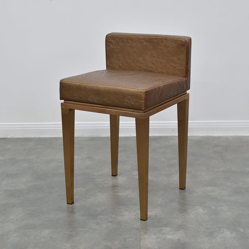 Contemporary Nordic Square Leather Stainless Steel Bar Stool Low Back For Dining Room