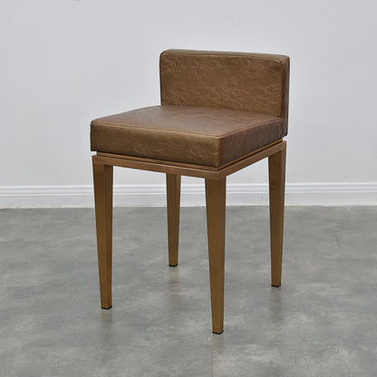 Contemporary Nordic Square Leather Stainless Steel Bar Stool Low Back For Dining Room