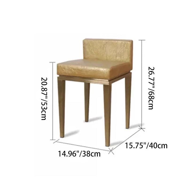 Contemporary Nordic Square Leather Stainless Steel Bar Stool Low Back For Dining Room