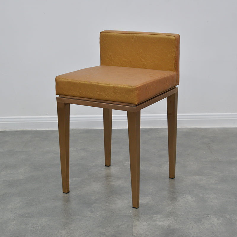 Contemporary Nordic Square Leather Stainless Steel Bar Stool Low Back For Dining Room