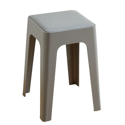 Contemporary Nordic Geometry Square Artificial Leather Plastic Stackable Chair Non-Slip Legs For Bedroom