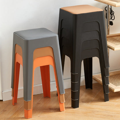 Contemporary Nordic Geometry Square Artificial Leather Plastic Stackable Chair Non-Slip Legs For Bedroom