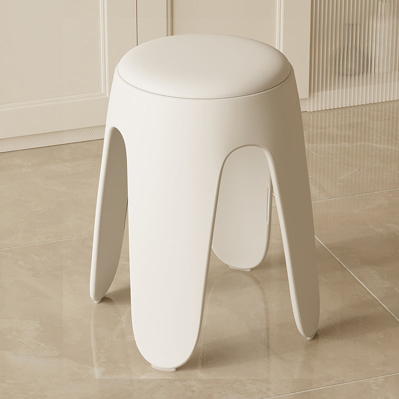 Contemporary Scandinavian Round PU Leather Upholstered Plastic Stackable Chair For Bedroom