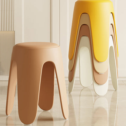 Contemporary Scandinavian Round PU Leather Upholstered Plastic Stackable Chair For Bedroom