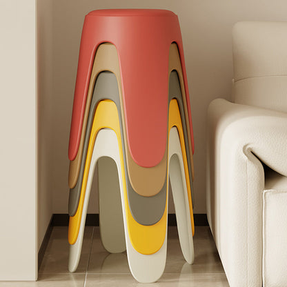 Contemporary Scandinavian Round PU Leather Upholstered Plastic Stackable Chair For Bedroom