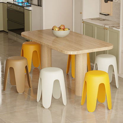 Contemporary Scandinavian Round PU Leather Upholstered Plastic Stackable Chair For Bedroom