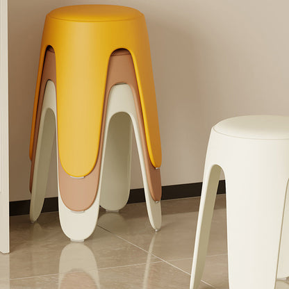 Contemporary Scandinavian Round PU Leather Upholstered Plastic Stackable Chair For Bedroom