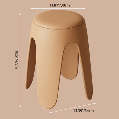 Contemporary Scandinavian Round PU Leather Upholstered Plastic Stackable Chair For Bedroom