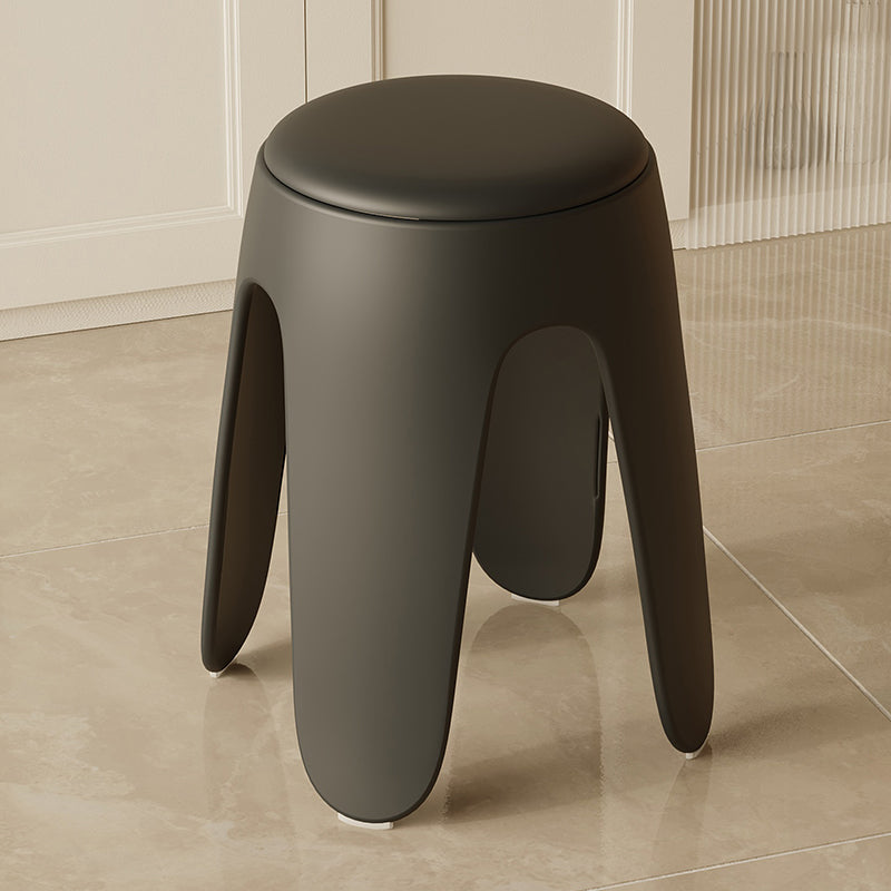 Contemporary Scandinavian Round PU Leather Upholstered Plastic Stackable Chair For Bedroom