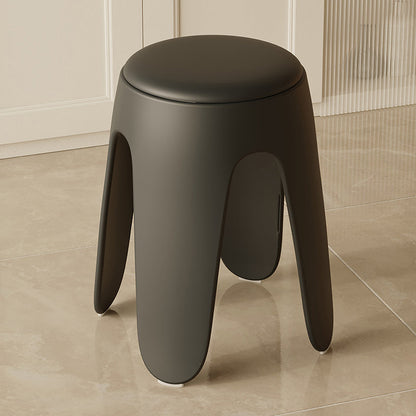 Contemporary Scandinavian Round PU Leather Upholstered Plastic Stackable Chair For Bedroom