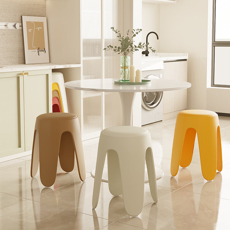 Contemporary Scandinavian Round PU Leather Upholstered Plastic Stackable Chair For Bedroom