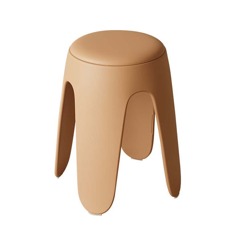 Contemporary Scandinavian Round PU Leather Upholstered Plastic Stackable Chair For Bedroom