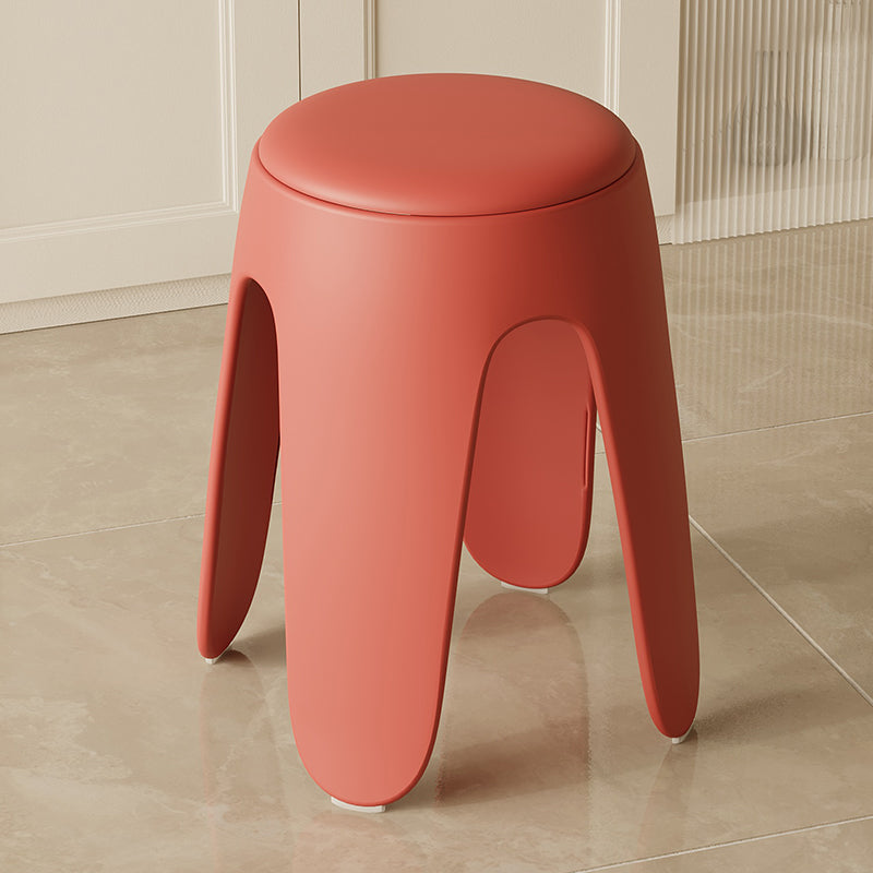 Contemporary Scandinavian Round PU Leather Upholstered Plastic Stackable Chair For Bedroom