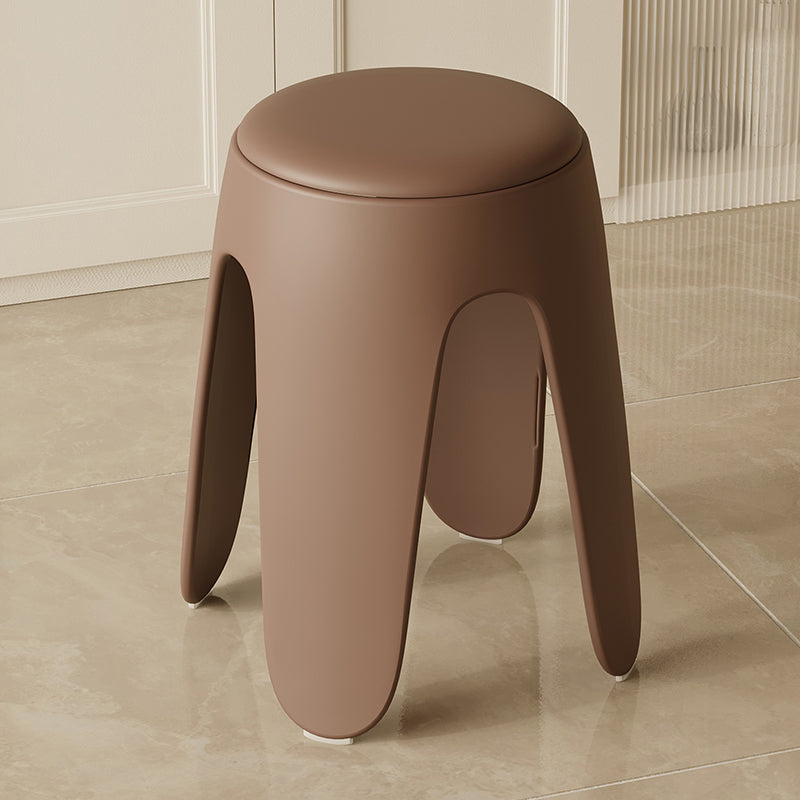 Contemporary Scandinavian Round PU Leather Upholstered Plastic Stackable Chair For Bedroom