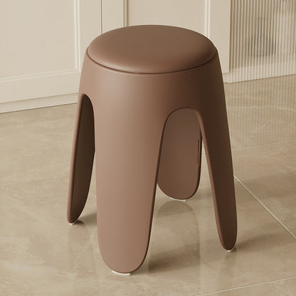 Contemporary Scandinavian Round PU Leather Upholstered Plastic Stackable Chair For Bedroom