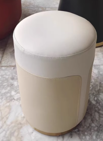 Contemporary Luxury Round PU Leather Metal Vanity Stool For Bedroom