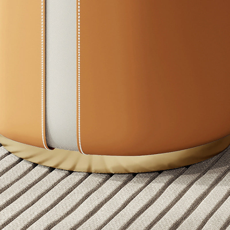 Contemporary Luxury Round PU Leather Metal Vanity Stool For Bedroom