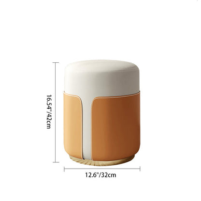 Contemporary Luxury Round PU Leather Metal Vanity Stool For Bedroom