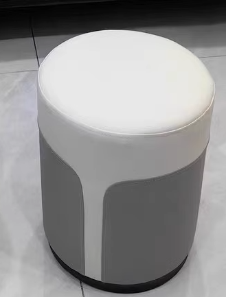 Contemporary Luxury Round PU Leather Metal Vanity Stool For Bedroom