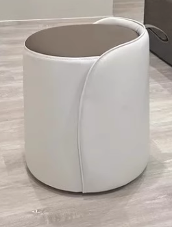 Contemporary Luxury Round PU Leather Metal Vanity Stool For Bedroom