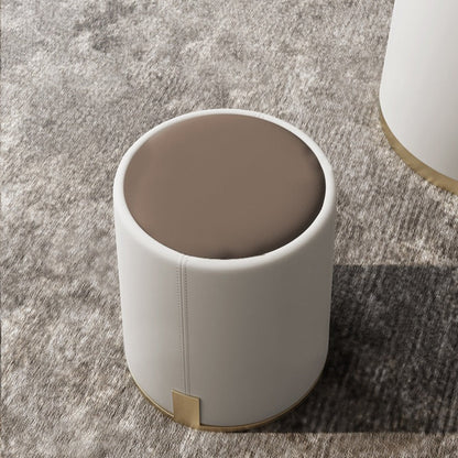 Contemporary Luxury Round PU Leather Upholstered Metal Vanity Stool For Bedroom