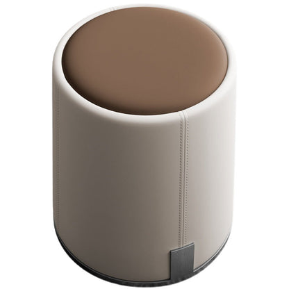 Contemporary Luxury Round PU Leather Upholstered Metal Vanity Stool For Bedroom