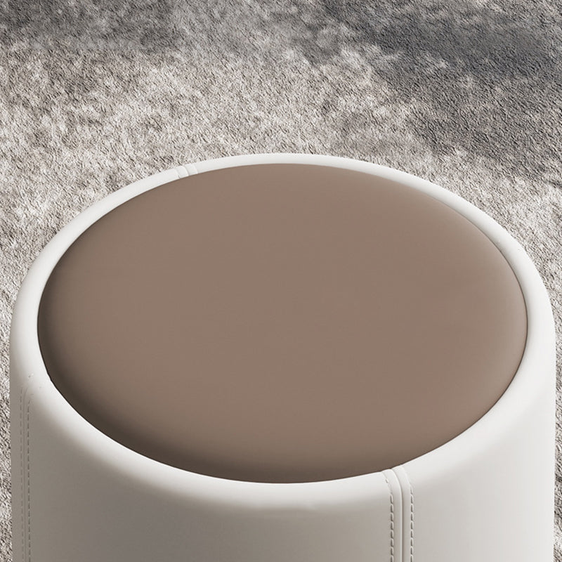 Contemporary Luxury Round PU Leather Upholstered Metal Vanity Stool For Bedroom