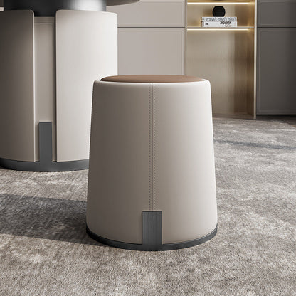 Contemporary Luxury Round PU Leather Upholstered Metal Vanity Stool For Bedroom
