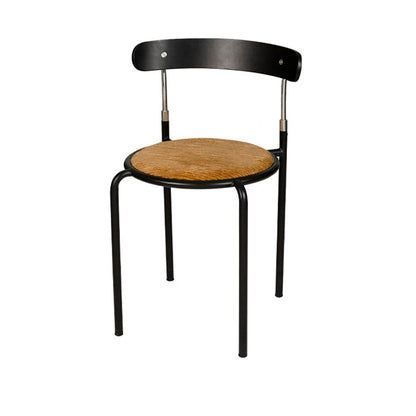 Contemporary Scandinavian Round Fabric Iron Frame Dining Chair Arc Back For Dining Room