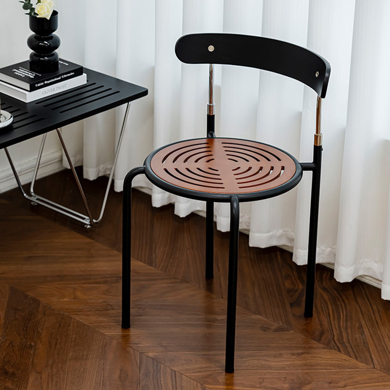 Contemporary Scandinavian Round Fabric Iron Frame Dining Chair Arc Back For Dining Room